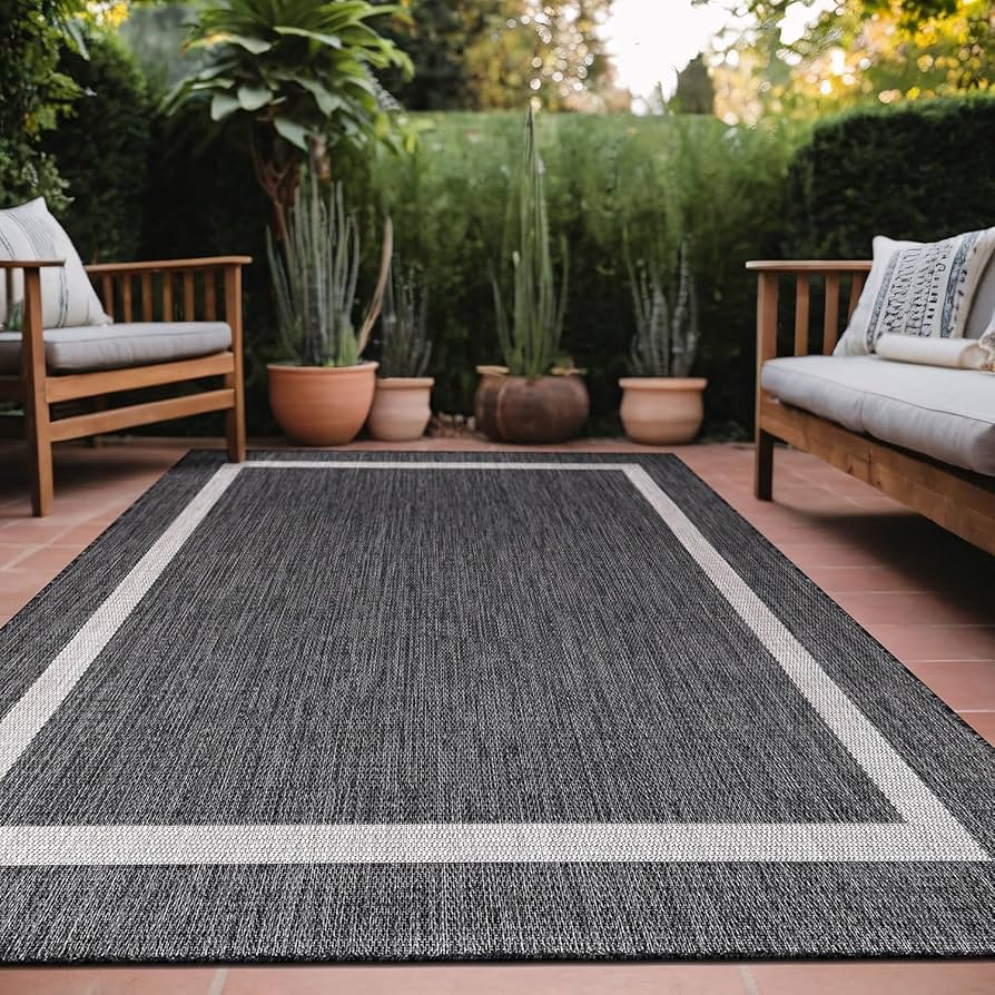 Amazon.com: Luul Home Bordered Outdoor Rug 5x7 Washable
